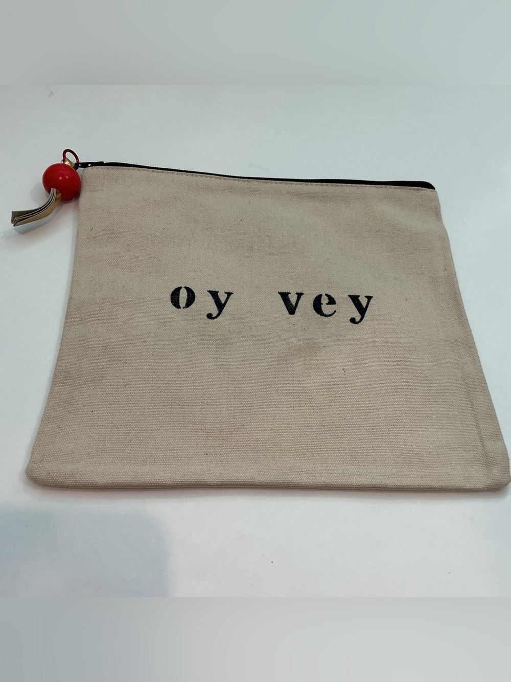 MARCIA MADE IT Oy Vey Canvas Zip Pouch - Natural